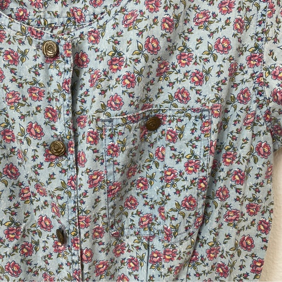 Vintage Liz Wear Floral Button Up Cottagecore Whimsical Midi Dress Size 4 Petite - Picture 8 of 11